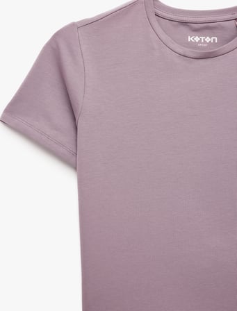 Pamuklu Slim Fit Kısa Kollu Bisiklet Yaka Spor Tişört