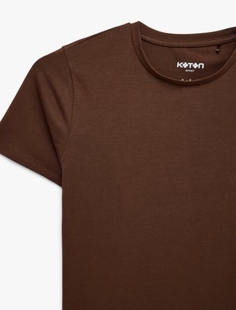Pamuklu Slim Fit Kısa Kollu Bisiklet Yaka Spor Tişört