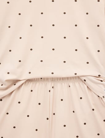 Puantiyeli Rahat Kesim Bisiklet Yaka Kısa Kollu Şortlu Pijama Takımı