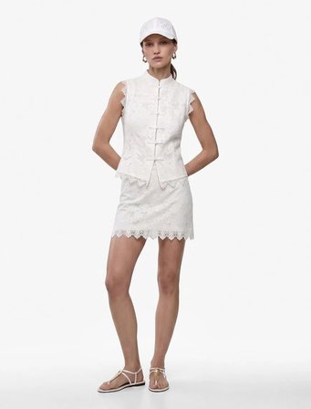 Koton X Melis Ağazat - Slim Fit Mikro Mini Dantel Etek