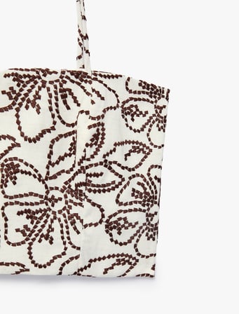 Koton X Melis Ağazat - Keten Karışımlı Floral Nakış Detaylı Bağlamalı İp Askılı Crop Büstiyer