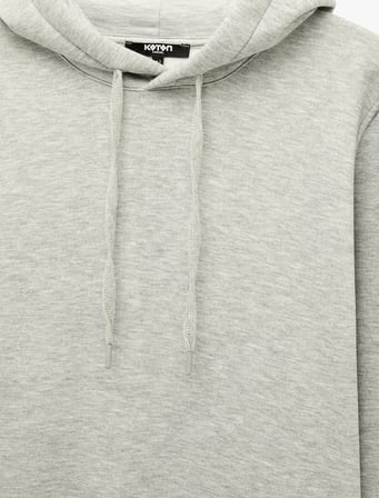 Şardonlu Uzun Kollu Basic Kapşonlu Sweatshirt