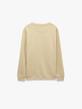 Pamuklu Uzun Kollu Şardonlu Bisiklet Yaka Erkek Basic Sweatshirt