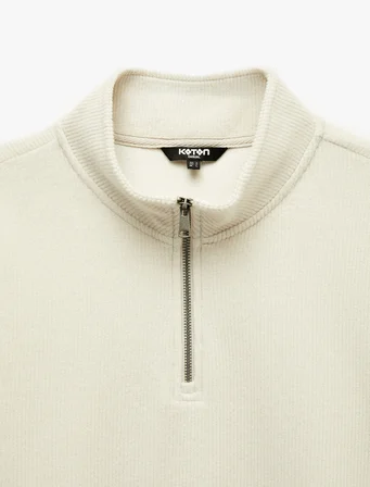 Regular Fit Uzun Kollu Yarım Fermuarlı Sweatshirt