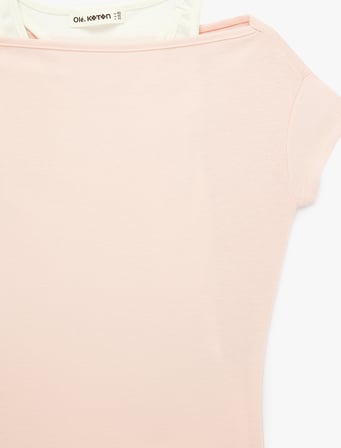 Slim Fit Kısa Kollu Bisiklet Yaka Atlet Detaylı İkili Tişört