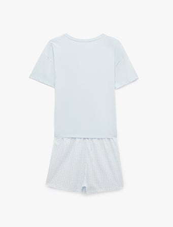 Baskılı Şortlu Pamuklu Pijama Takımı