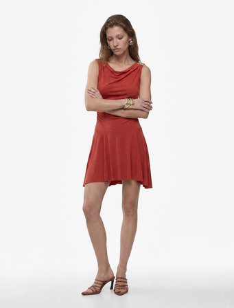 Koton X Melis Ağazat - Slim Fit Aksesuar Detaylı Asimetrik Kesim Tek Omuz Mini Elbise