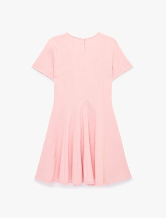 Slim Fit Kısa Kollu Bisiklet Yaka Volümlü Mini Kloş Elbise
