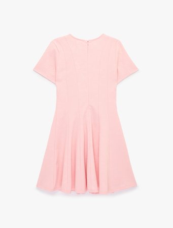 Slim Fit Kısa Kollu Bisiklet Yaka Volümlü Mini Kloş Elbise