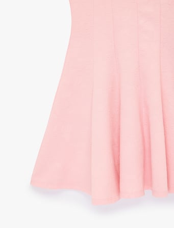 Slim Fit Kısa Kollu Bisiklet Yaka Volümlü Mini Kloş Elbise