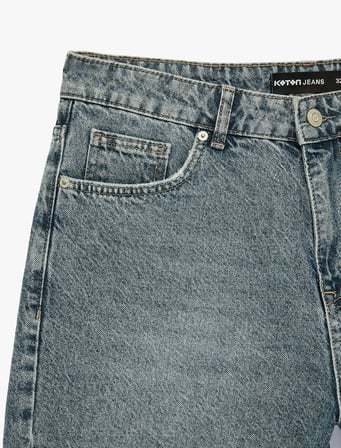 Pamuklu Normal Bel Straight Fit Jean Şort