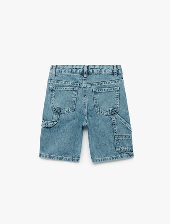 Pamuklu Cep Detaylı Denim Şort