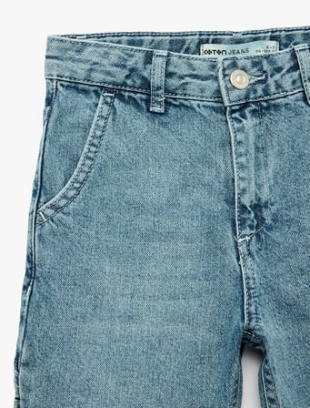 Pamuklu Cep Detaylı Denim Şort