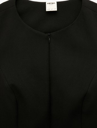 Fermuarlı Bisiklet Yaka Kolsuz Blazer Yelek
