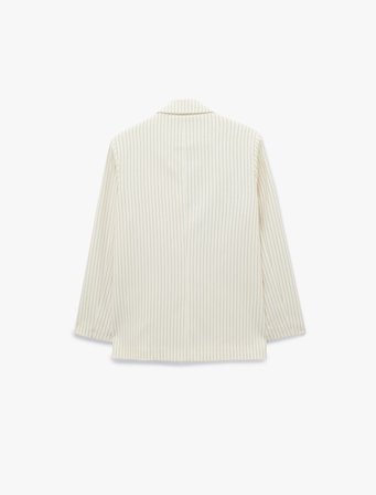 Cepli Uzun Kollu Kruvaze Çizgili Blazer Ceket