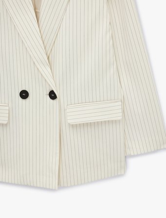 Cepli Uzun Kollu Kruvaze Çizgili Blazer Ceket