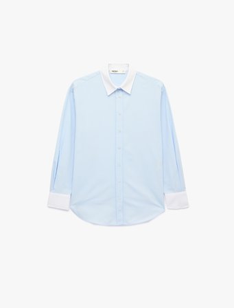 Düğmeli Slim Fit Klasik Yaka Renk Bloklu Uzun Kollu Gömlek