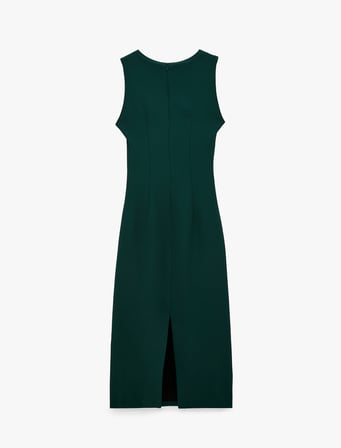 Kolsuz Bisiklet Yaka Drape Detaylı Midi Elbise