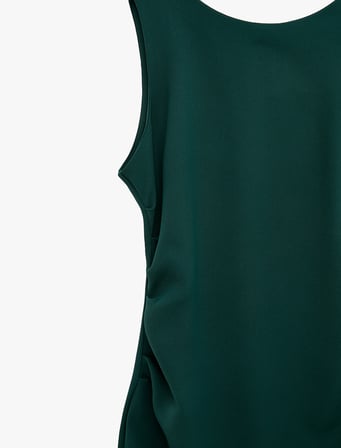 Kolsuz Bisiklet Yaka Drape Detaylı Midi Elbise