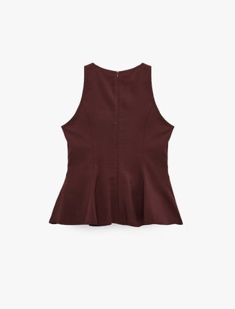 Modal Kumaş Slim Fit Kolsuz Bisiklet Yaka Peplum Top