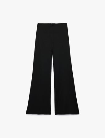 Bürümcük Kumaş Dokulu Düz Geniş Paça Pantolon