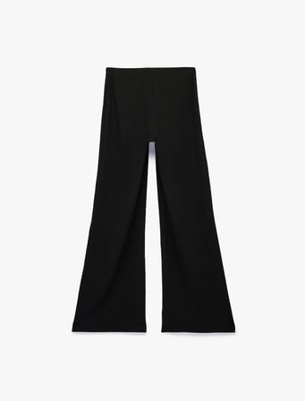 Bürümcük Kumaş Dokulu Düz Geniş Paça Pantolon