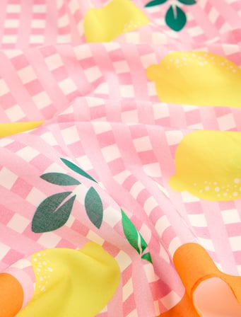 Viskon Karışımlı Kare Limon Desenli Fular - Koton X Sibil Çetinkaya