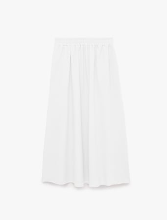 Keten Görünümlü Beli Lastikli Loose Fit Kloş Etek
