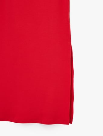 Pamuklu U Yaka Slim Fit Yırtmaçlı Kalın Askılı Bandaj Elbise