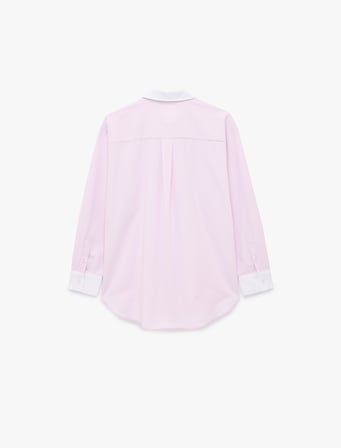 Düğmeli Slim Fit Klasik Yaka Renk Bloklu Uzun Kollu Gömlek