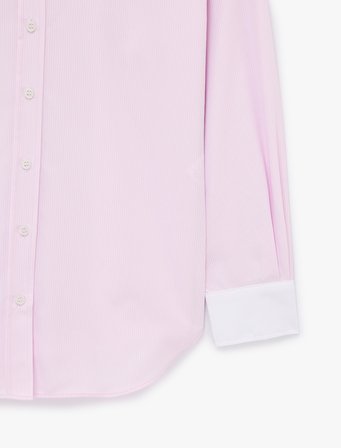 Düğmeli Slim Fit Klasik Yaka Renk Bloklu Uzun Kollu Gömlek