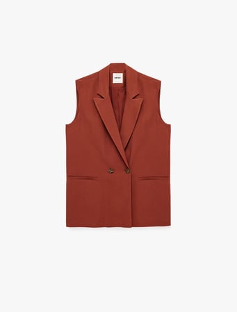 Koton X Melis Ağazat - Viskon Kumaş Cepli Kolsuz Kruvaze Blazer Ceket Yelek