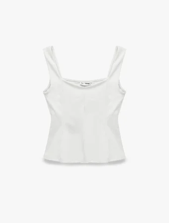 U Yaka Slim Fit Peplum Kolsuz Bluz