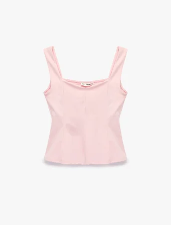 U Yaka Slim Fit Peplum Kolsuz Bluz