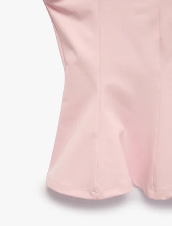 U Yaka Slim Fit Peplum Kolsuz Bluz