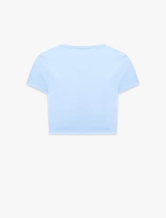 Slim Fit U Yaka Kısa Kollu Crop Spor Tişört