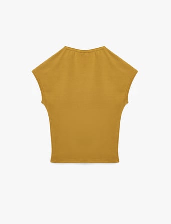 Slim Fit Pamuklu Bisiklet Yaka Sıfır Kol Tişört