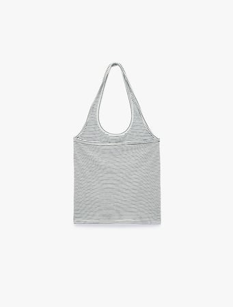 Slim Fit Pamuklu Çizgili Kolsuz Halter Yaka Bluz