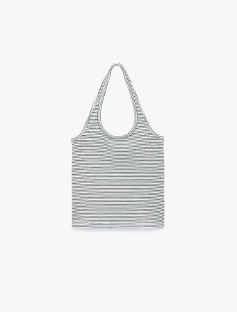 Slim Fit Pamuklu Çizgili Kolsuz Halter Yaka Bluz