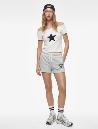 Regular Fit Cepli Beli Bağcıklı Biyeli Baskılı Pamuklu Mini Şort