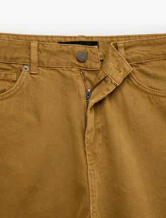 Normal Bel Pamuklu Straight Fit Cepli Bermuda Jean Şort