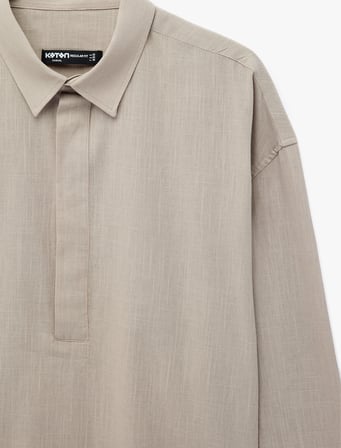 Regular Fit Pamuklu Polo Yaka Uzun Kollu Gömlek