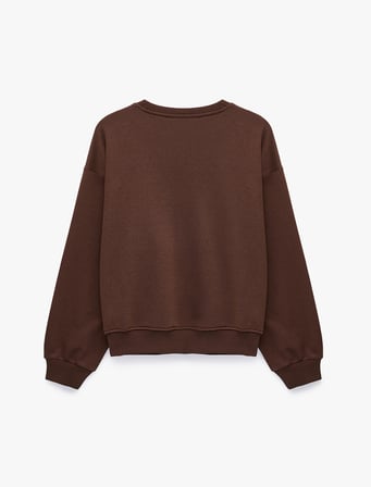 Regular Fit Uzun Kollu Şardonlu Bisiklet Yaka Basic Sweatshirt