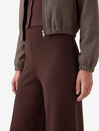 Beli Lastikli Uzun Geniş Paça Triko Pantolon