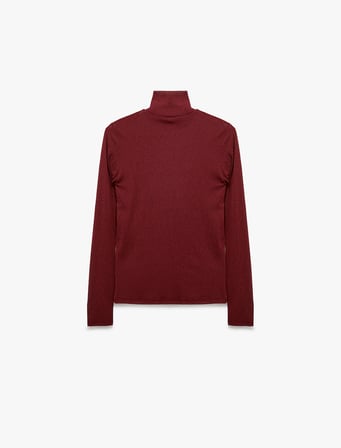Slim Fit Dik Yaka Uzun Kollu Tişört
