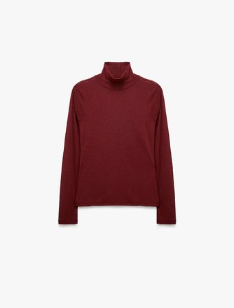 Slim Fit Dik Yaka Uzun Kollu Tişört