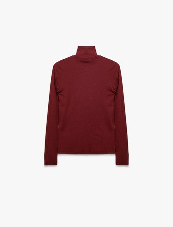Slim Fit Dik Yaka Uzun Kollu Tişört