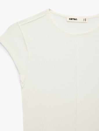 Dikiş Detaylı Slim Fit Fitilli Kap Kol Bluz