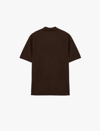 Regular Fit Kısa Kollu Dokulu Polo Yaka Tişört