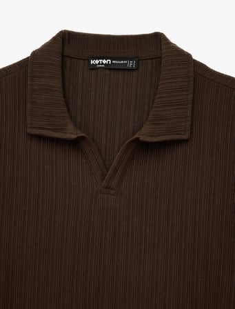 Regular Fit Kısa Kollu Dokulu Polo Yaka Tişört